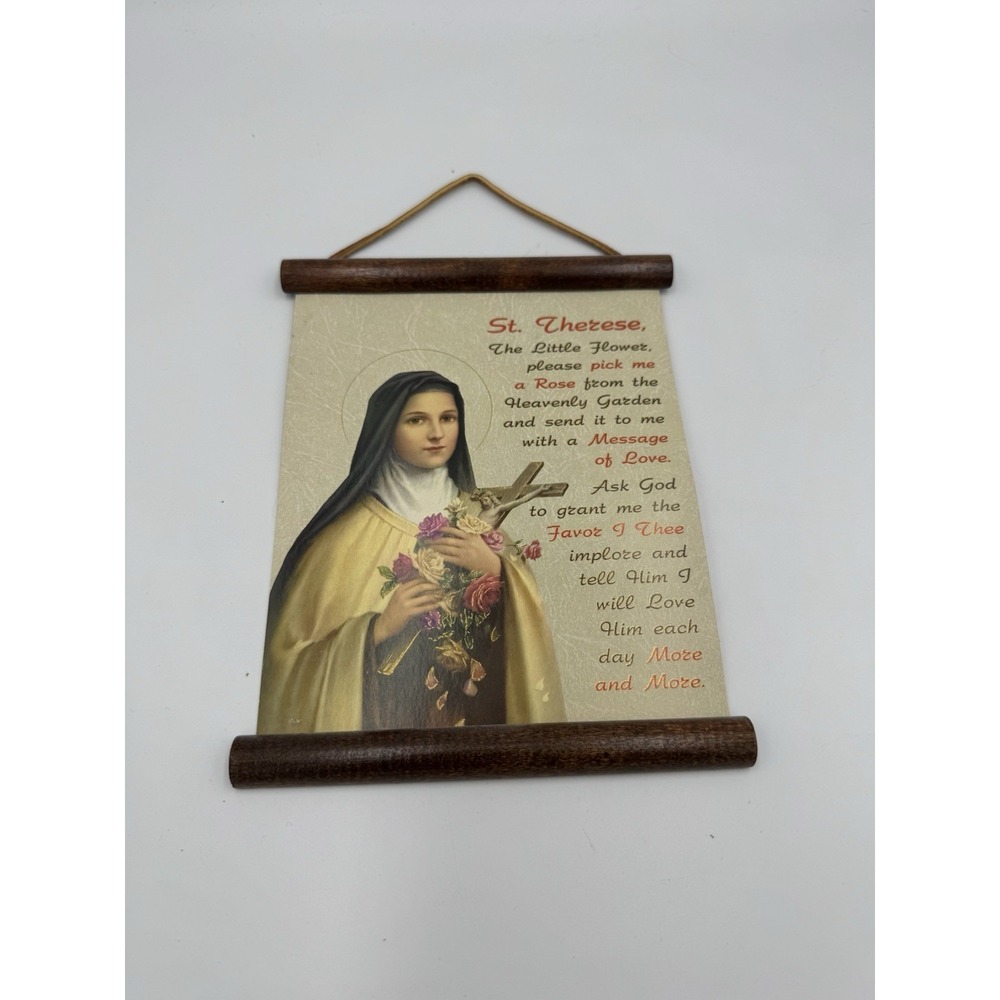 Vintage St. Therese Wood And Csrdstock Wall Hanging